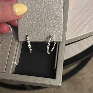 Elegant Silver Hoop Earrings with white sapphires